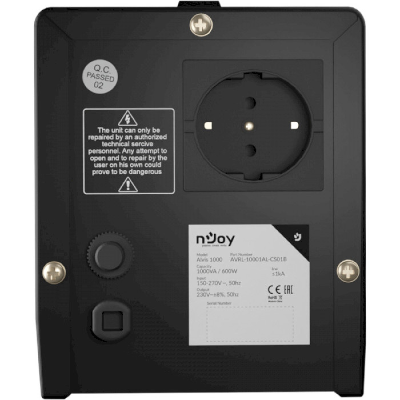Стабилизатор напряжения Njoy Alvis 1000 (AVRL-10001AL-CS01B) AVR, 1 розетка (Alvis 1000)