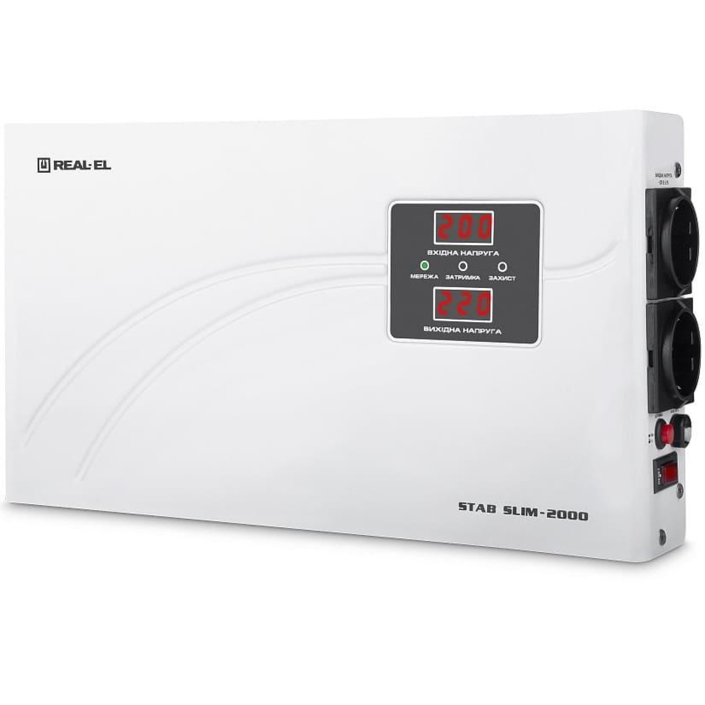 Стабилизатор напряжения Real-EL STAB SLIM-2000 White 1600 Вт (EL122400008)