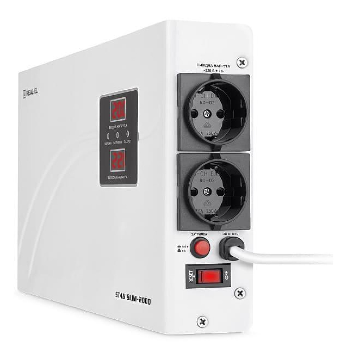 Стабилизатор напряжения Real-EL STAB SLIM-2000 White 1600 Вт (EL122400008)