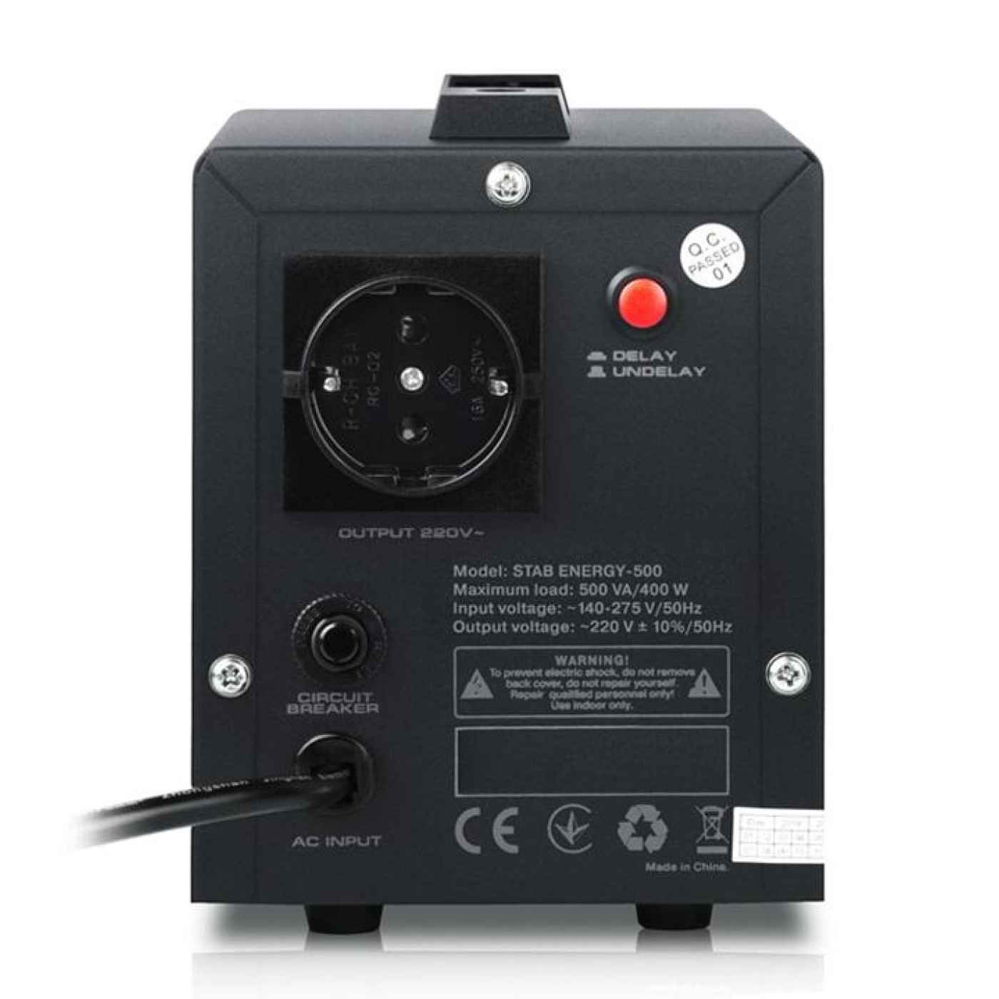 Стабілізатор напруги Real-EL Stab Energy-500 Black 400 Вт (EL122400011)