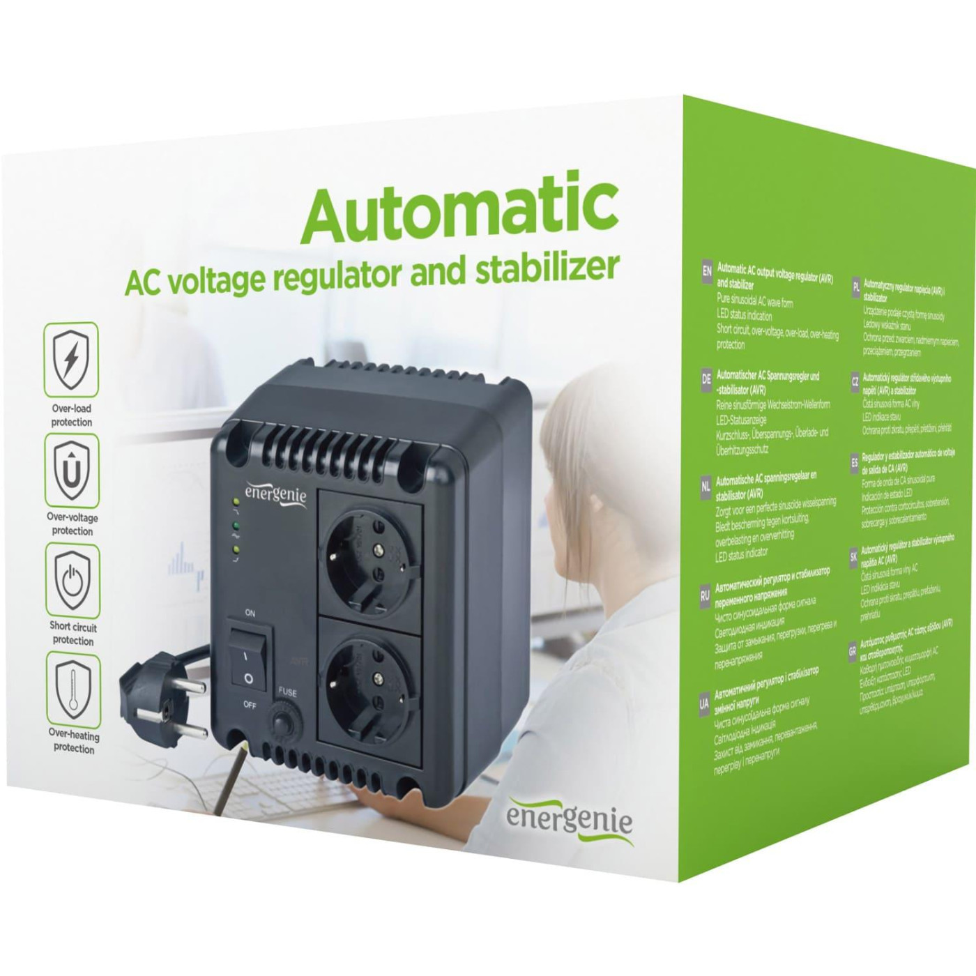 Стабилизатор напряжения EnerGenie 500 ВА, 300Вт (EG-AVR-0501)