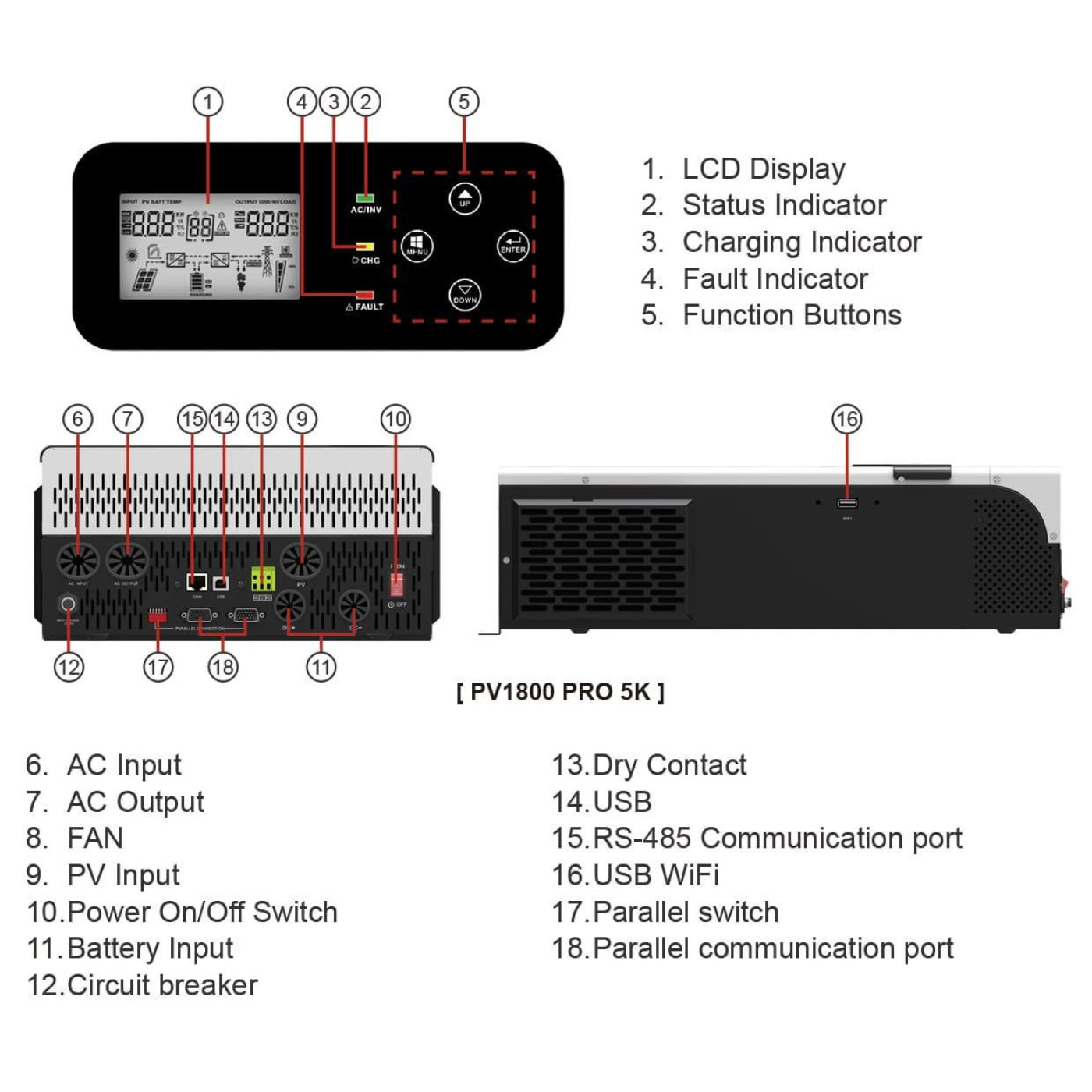 Гибридный Инвертор Must 5200 В 5200 Вт (PV18-5248PRO)