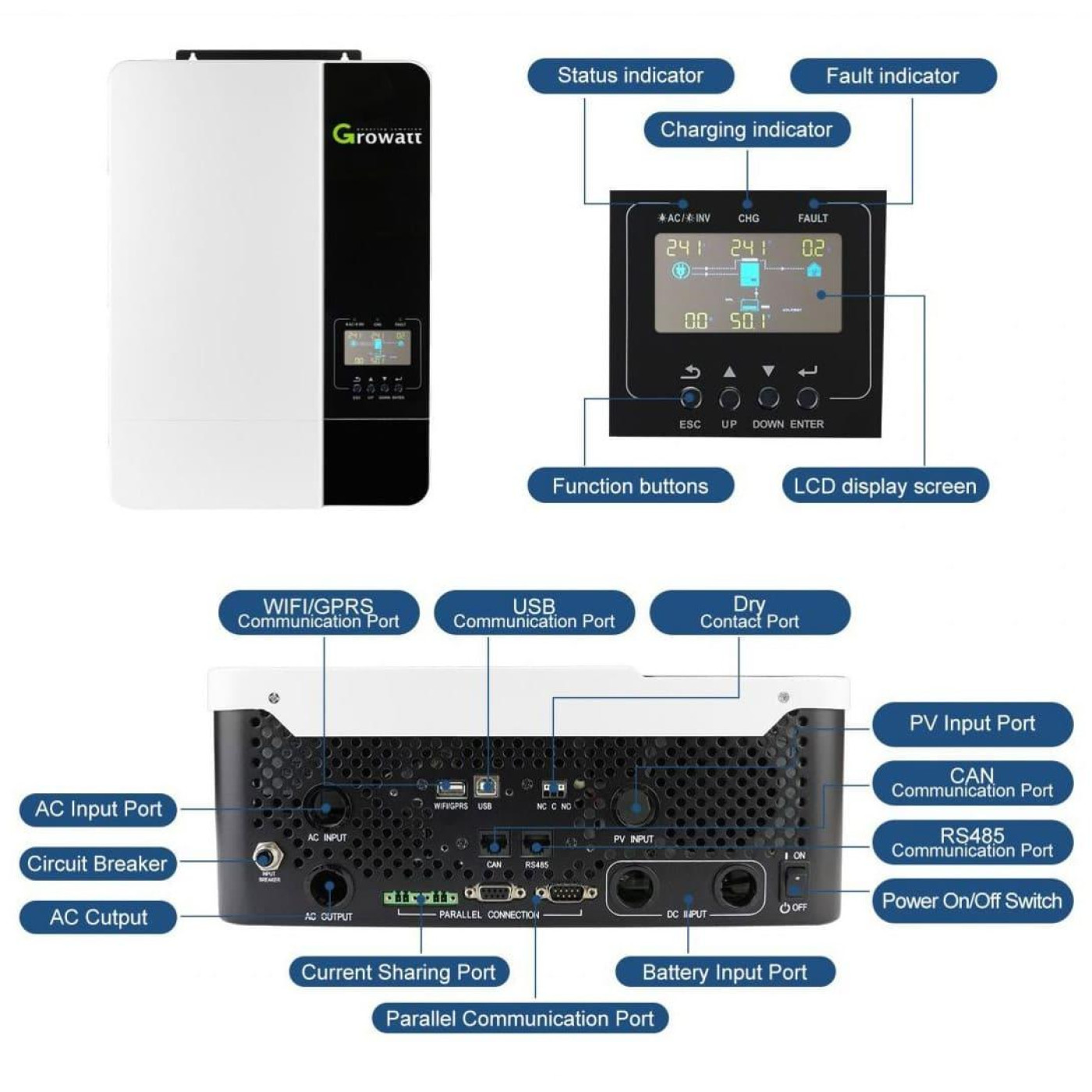 Инвертор Growatt 5000 Вт (SPF5000ES)