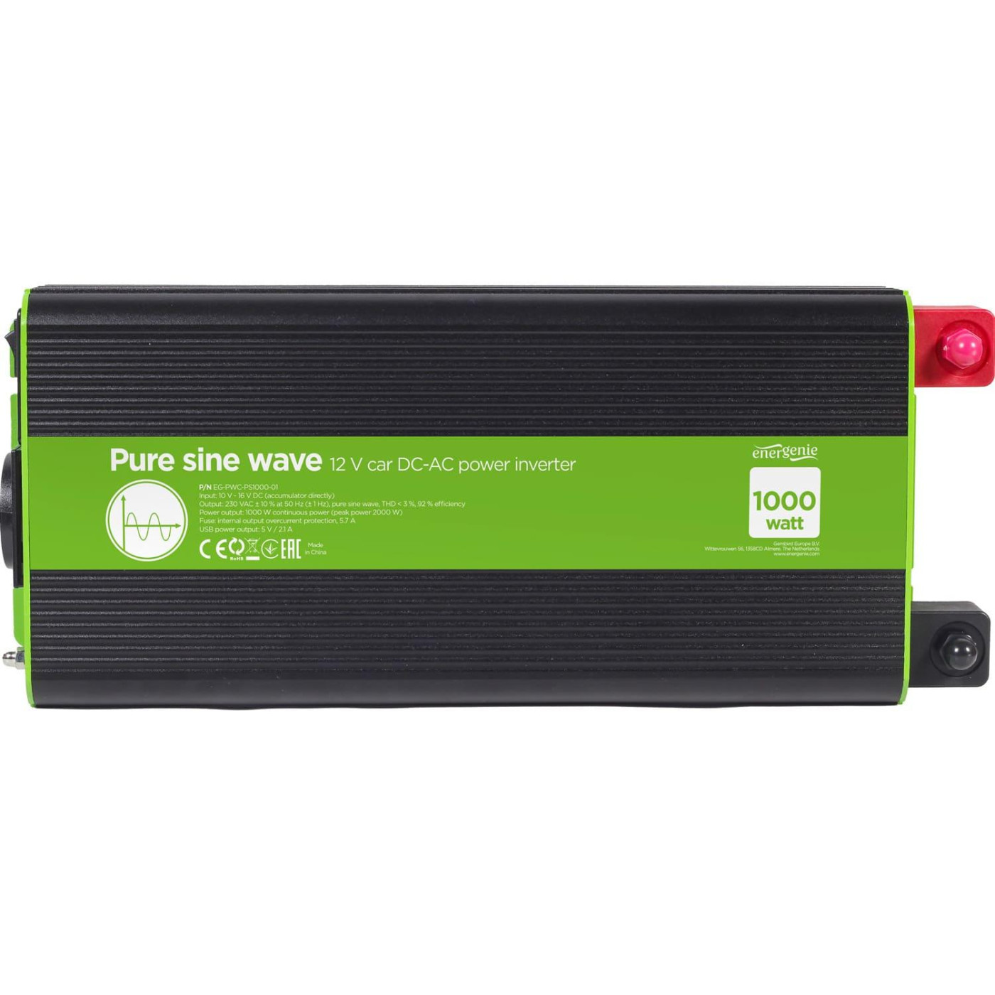 Інвертор EnerGenie 12V/230V 1000W (2000W peak power) чиста синусоїда (EG-PWC-PS1000-01 1000 Вт (EG-PWC-PS1000-01)