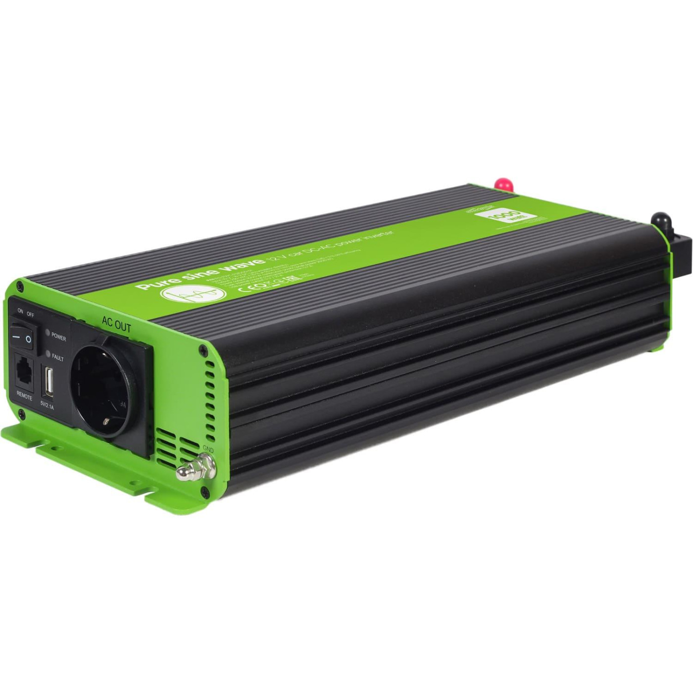 Інвертор EnerGenie 12V/230V 1000W (2000W peak power) чиста синусоїда (EG-PWC-PS1000-01 1000 Вт (EG-PWC-PS1000-01)