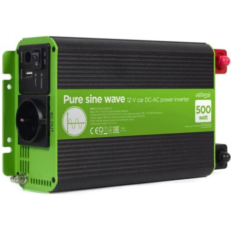 Інвертор EnerGenie 12V/230V 500W (1000W peak power) чиста синусоїда 500 Вт (EG-PWC-PS500-01)