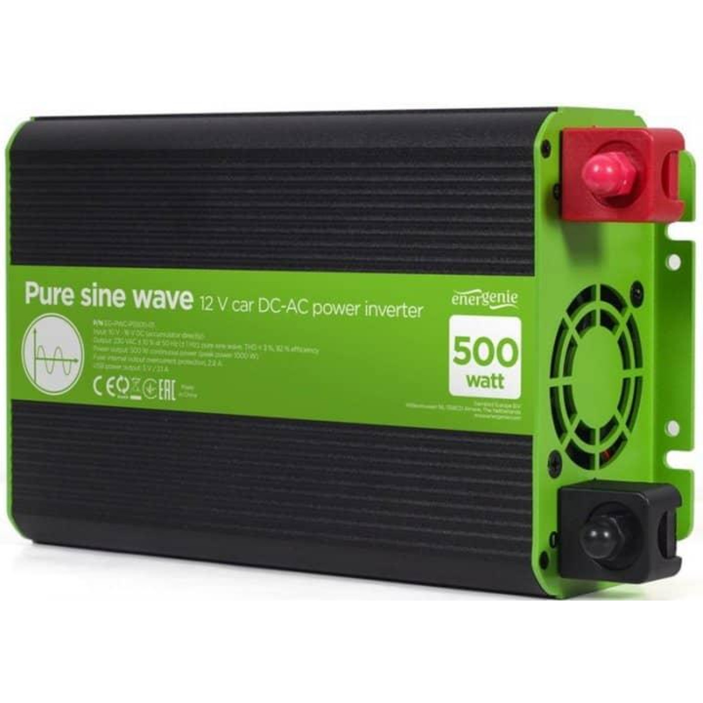 Инвертор EnerGenie 12V/230V 500W (1000W peak power) чиста синусоида 500 Вт (EG-PWC-PS500-01)