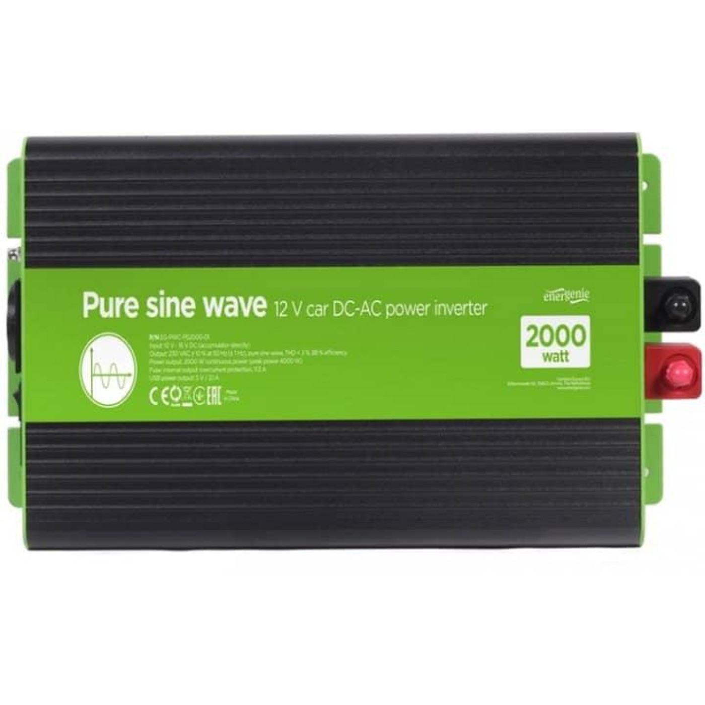 Інвертор EnerGenie 12V/230V 1000W (2000W peak power) чиста синусоїда (EG-PWC-PS2000-01 1000 Вт (EG-PWC-PS2000-01)