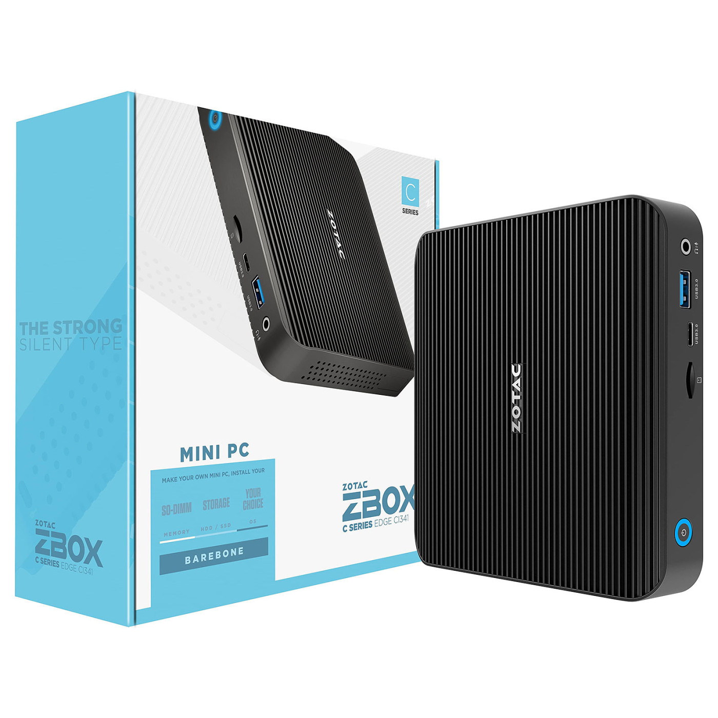 Системний блок Zotac ZBOX, SFF, N4100, 2X DDR4-2400, M.2 SATA SSD SLOT, 2x GLAN, WIFI, BT, DP/HDMI, EU+UK PLUG, (ZBOX-CI341-BE)