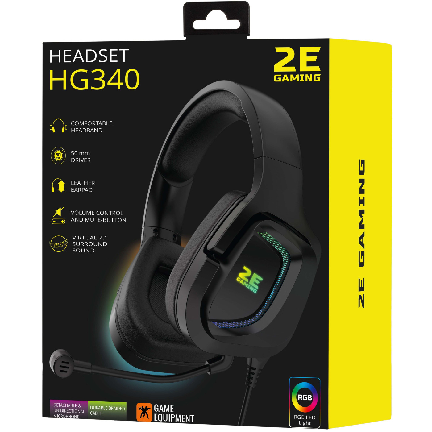 Игровая гарнитура 2E GAMING HG340 RGB USB 7.1 Black (2E-HG340BK-7.1)