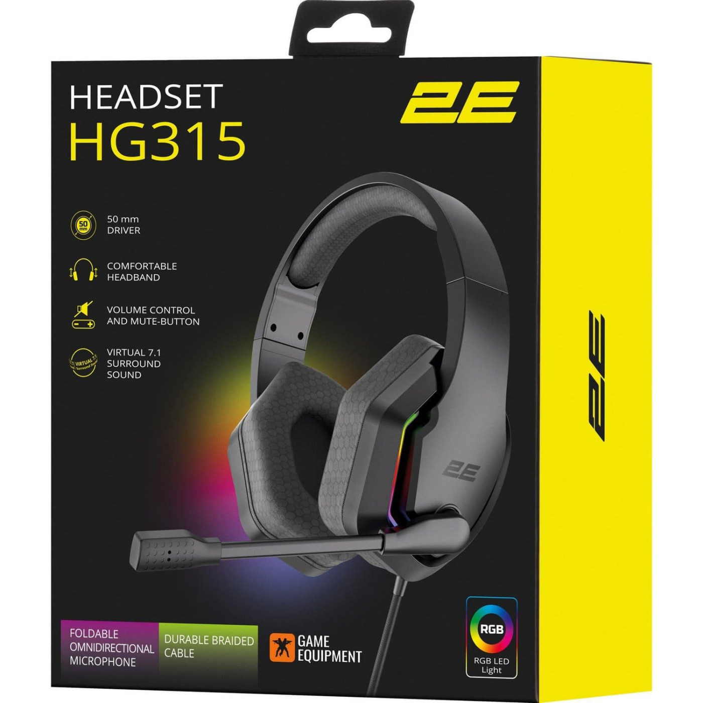 Игровая гарнитура 2E Gaming HG315 RGB USB 7.1 Black (2E-HG315BK-7.1)