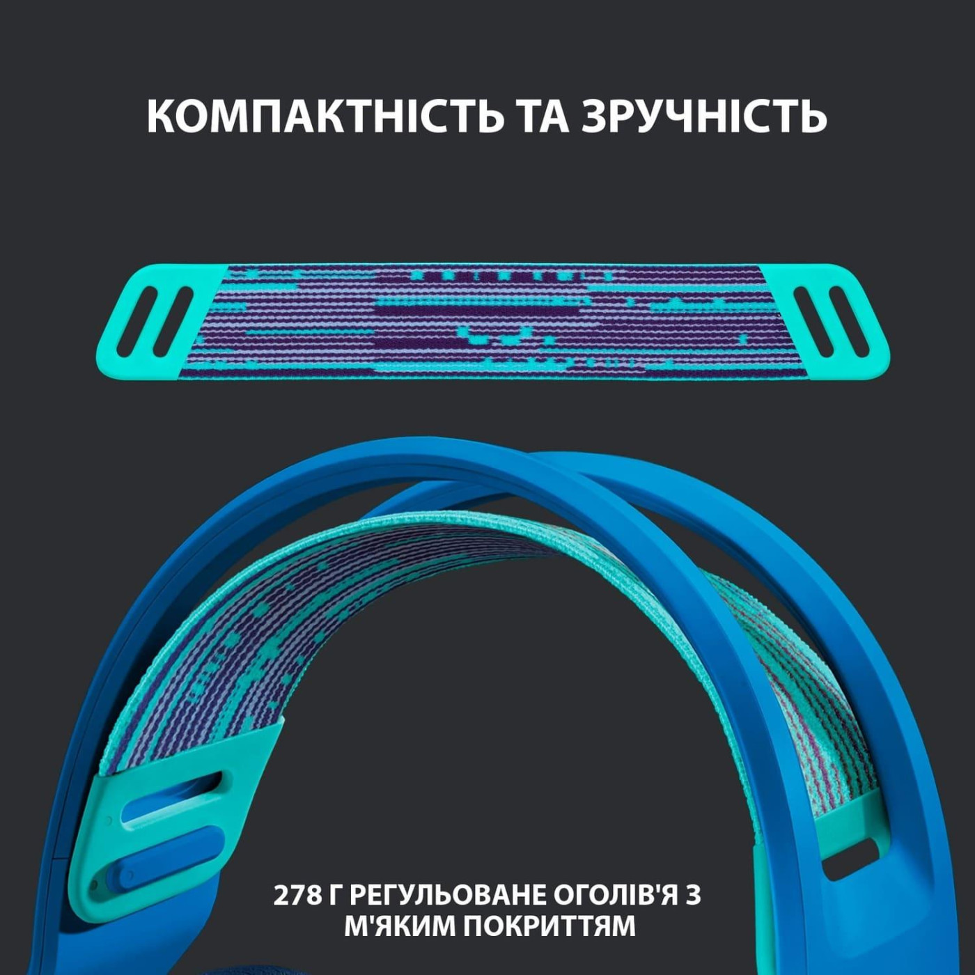 Беспроводная гарнитура Logitech G733 Lightspeed Wireless RGB Blue (981-000943)
