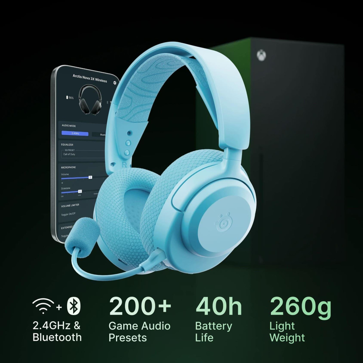 Игровая гарнитура SteelSeries Arctis Nova 3X Wireless MultiPlatform/Xbox Aqua (61691)