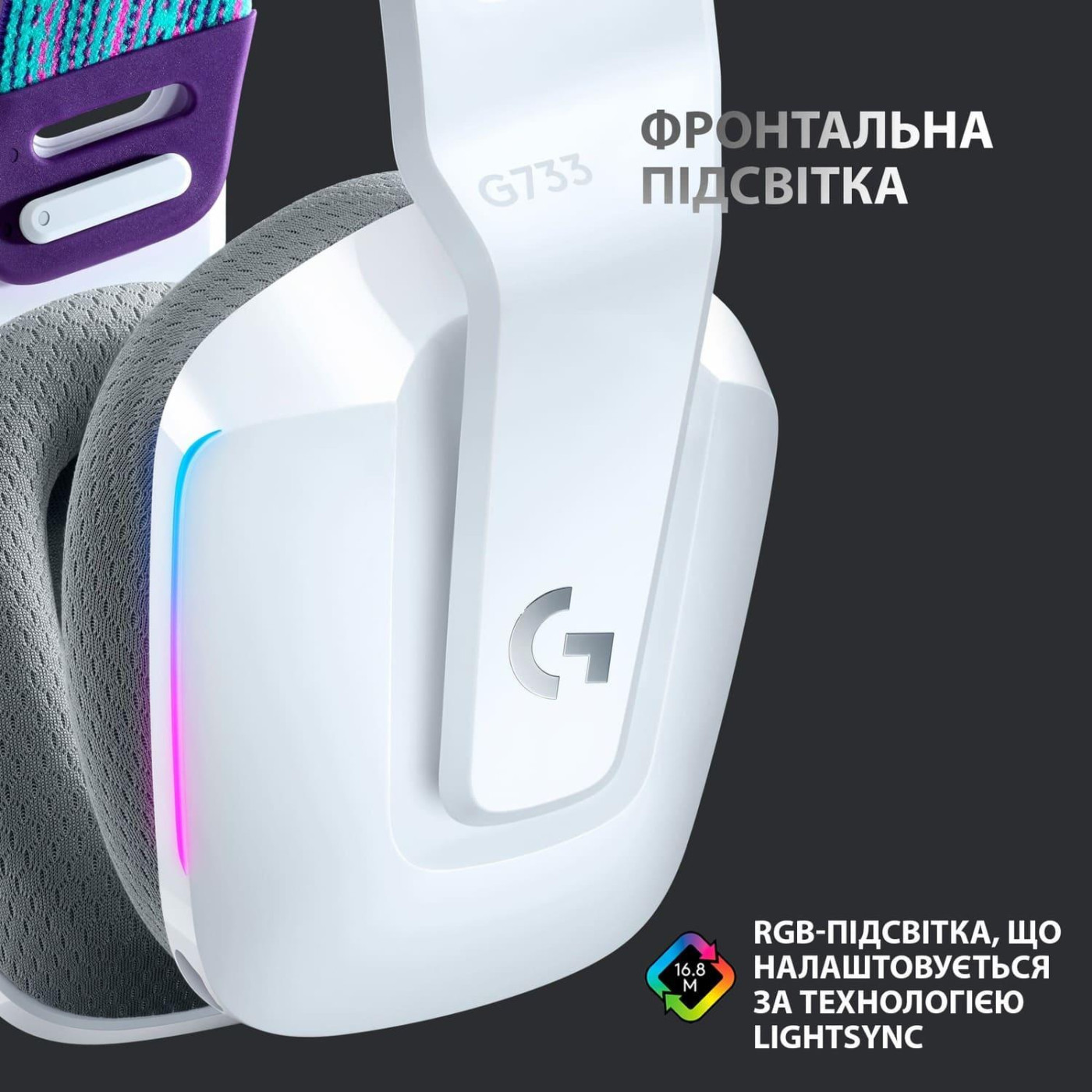 Ігрова гарнітура Logitech G733 Lightspeed Wireless RGB White (981-000883)