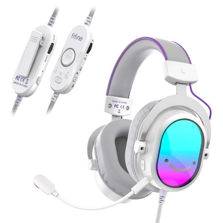 Ігрова гарнітура Fifine H16 7.1 RGB White (H16W)