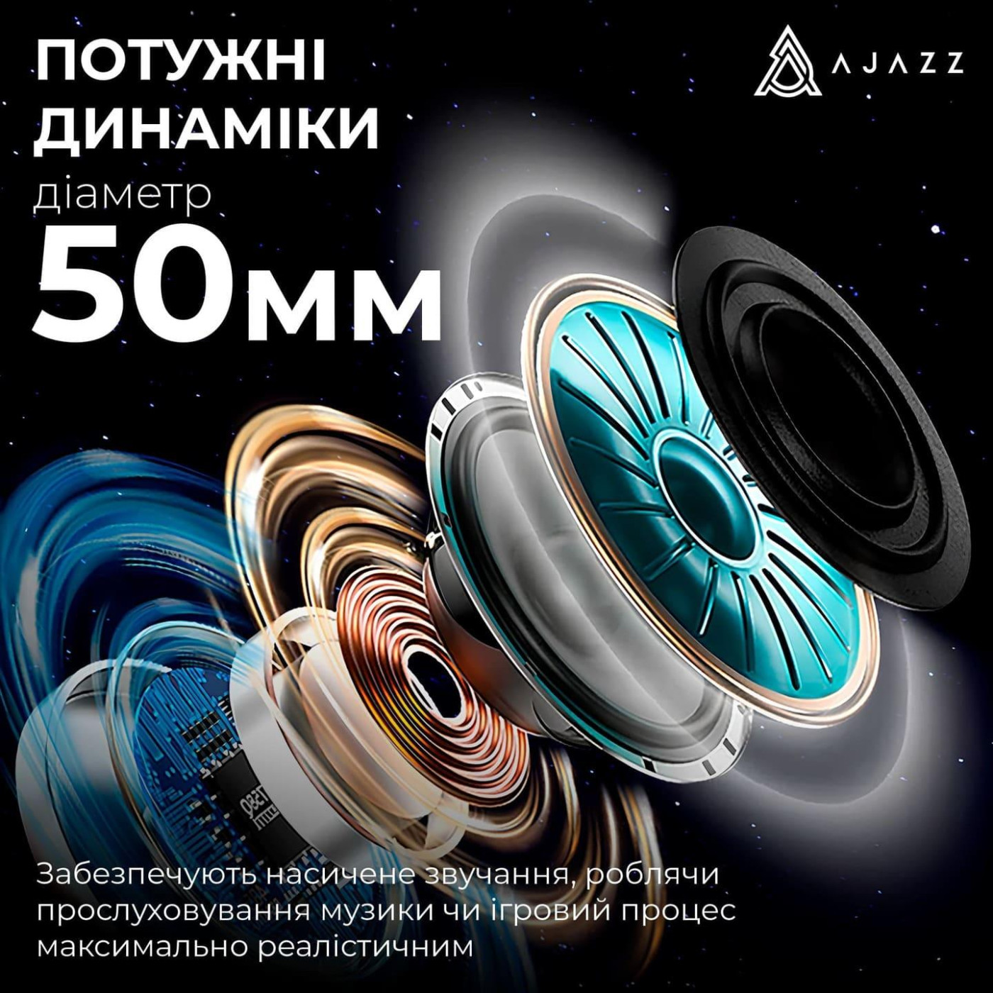Ігрова гарнітура Ajazz AHM09 MAX Black Gray Yellow (AHM09-MAX-BGY)