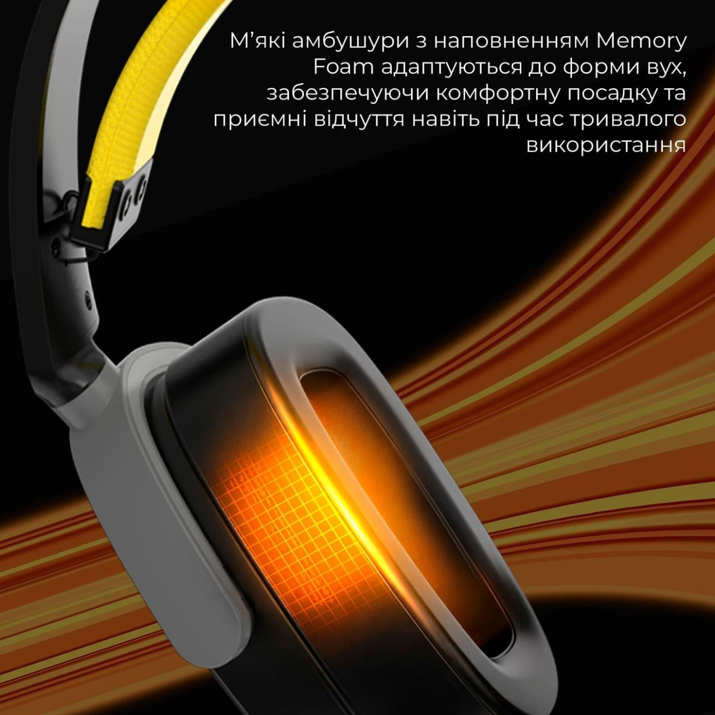 Ігрова гарнітура Ajazz AHM09 MAX Black Gray Yellow (AHM09-MAX-BGY)
