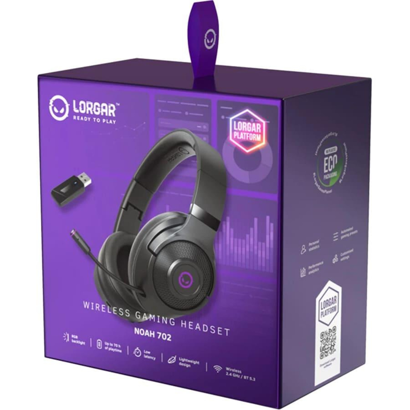 Игровая гарнитура Lorgar Noah 702 Wireless Gaming Headset Black (LRG-GHS702)