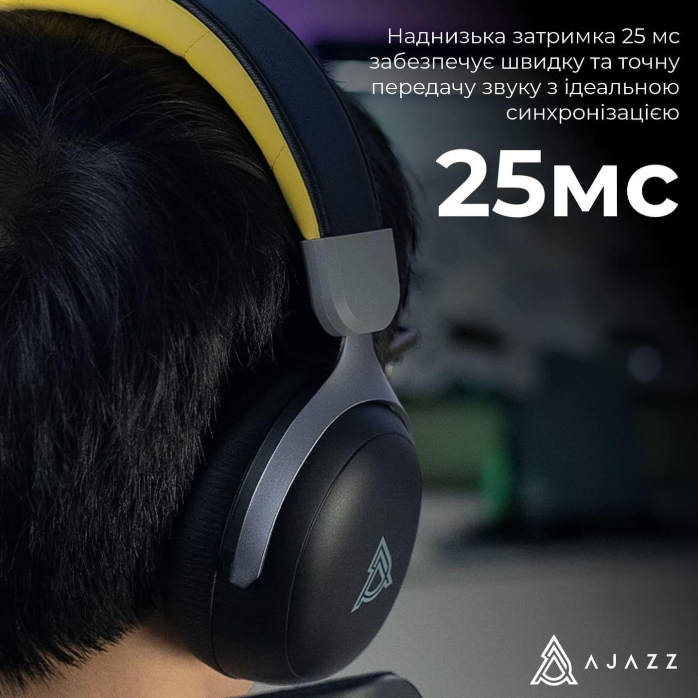 Ігрова гарнітура Ajazz AHM08 MAX Black Gray Yellow (AHM08-MAX-BGY)
