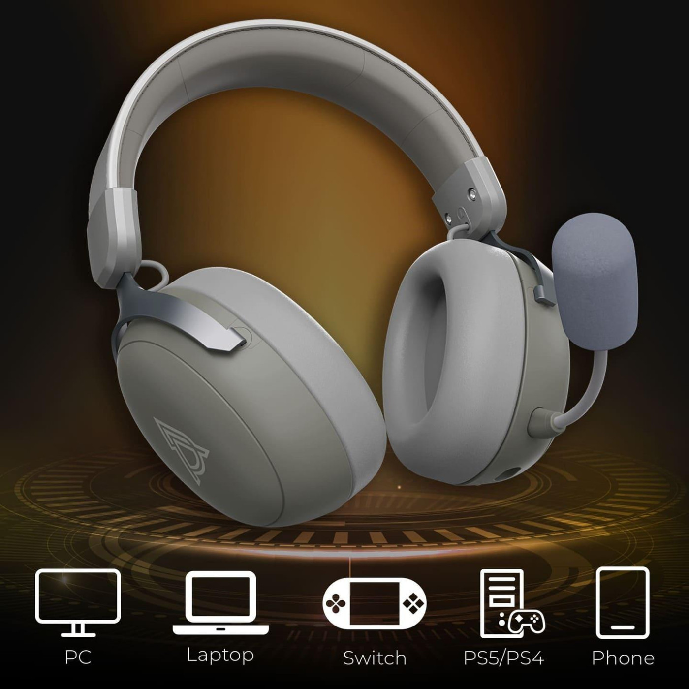 Игровая гарнитура Ajazz AHM08 MAX Gray White (AHM08-MAX-GW)