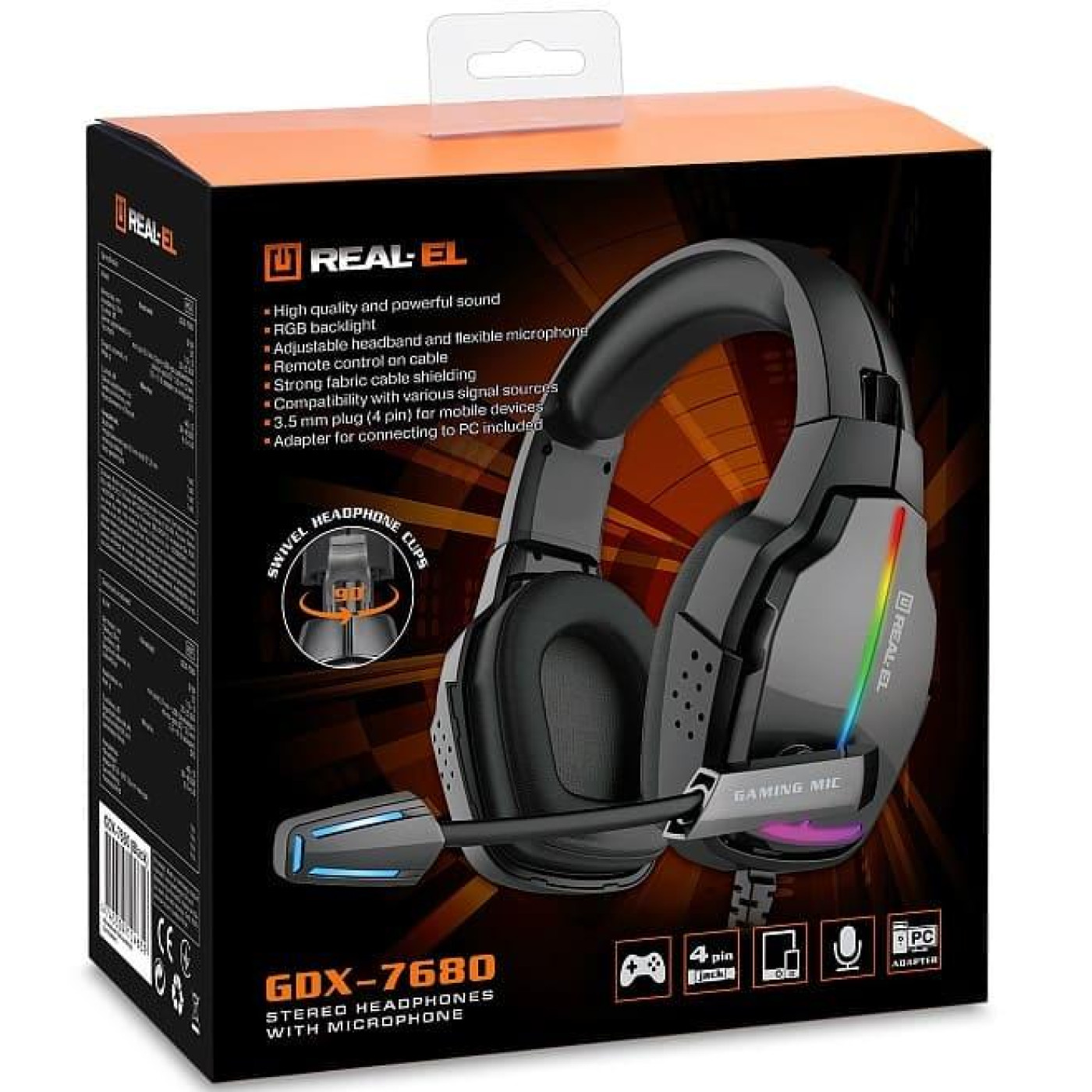 Ігрова гарнітура Real-EL GDX-7680 Black (GDX-7680 Black)