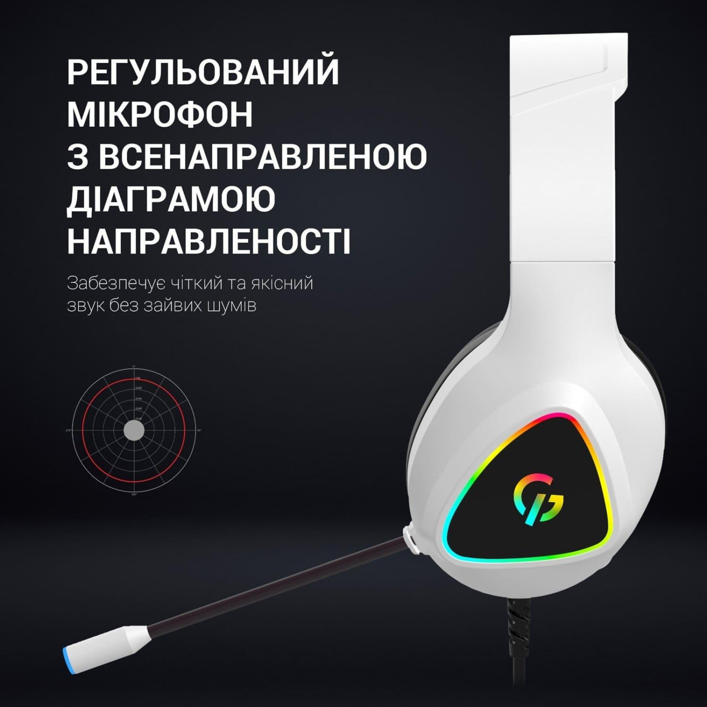 Игровая гарнитура GamePro HS615 RGB White (HS615)