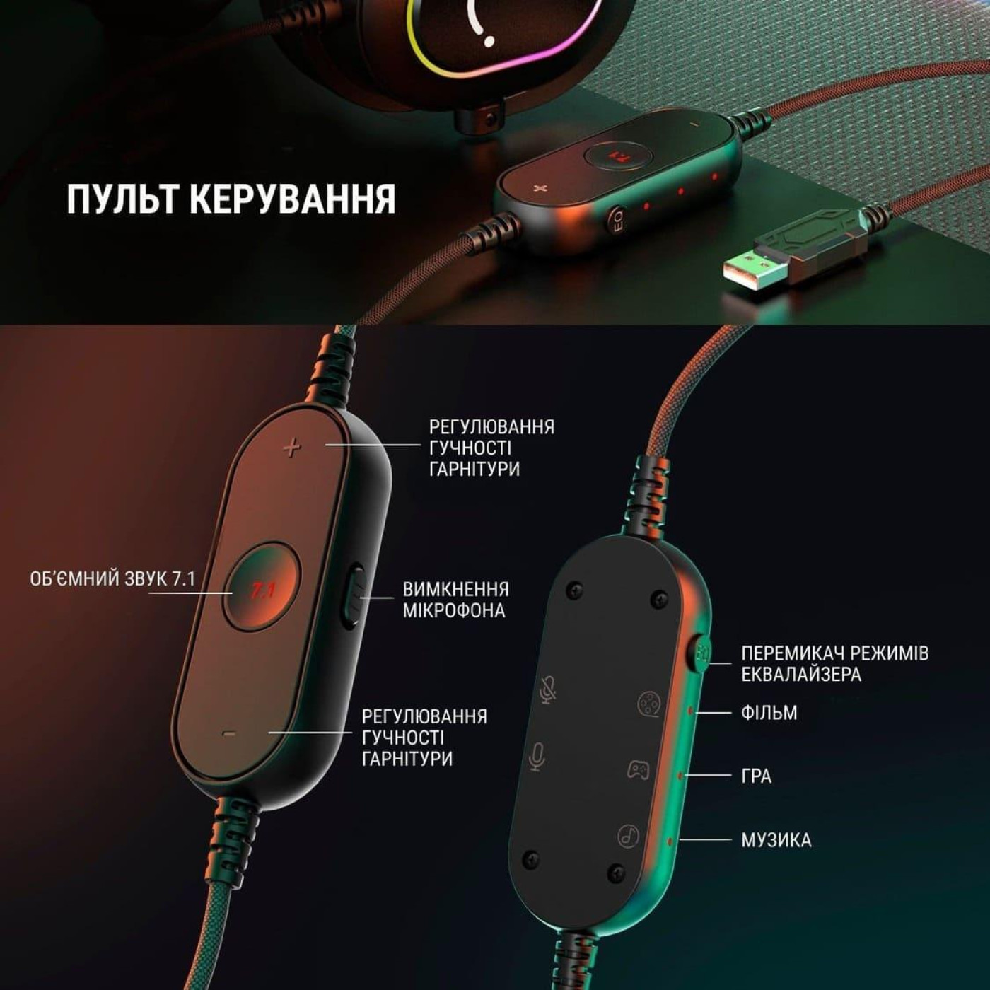 Ігрова гарнітура Fifine H6P RGB USB Pink (H6P)