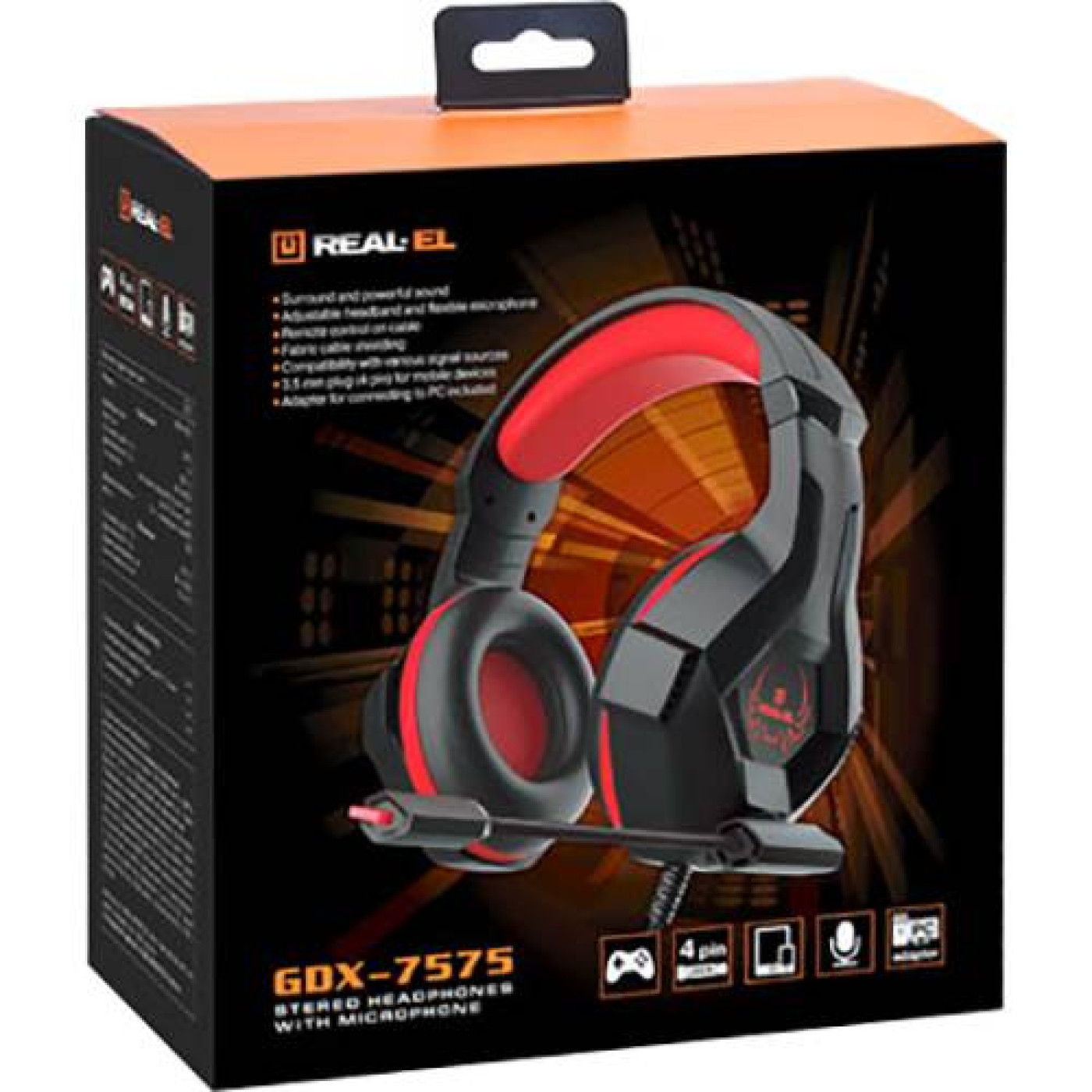 Гарнитура Real-EL GDX-7575 USB Black-Red (EL124100042)