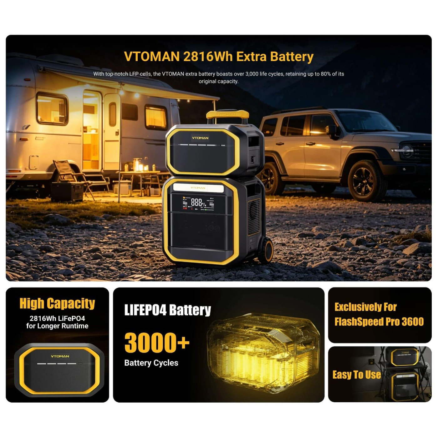 Дополнительная батарея Vtoman серии FlashSpeed Pro / LiFePO4 / 2816 Вт/ч (FlashSpeedPro3600 Battery)