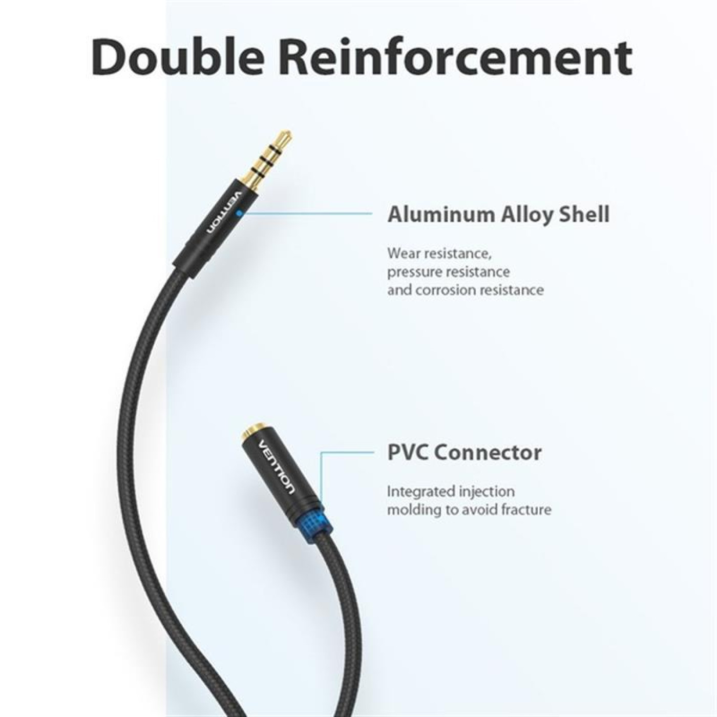 Аудіо-кабель Vention Audio 3.5 mm M - 3.5 mm F, 1m, Black (BHBBF)