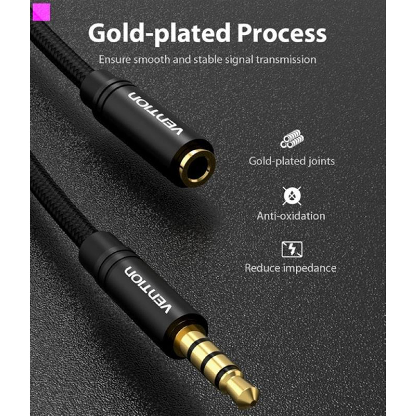 Аудіо-кабель Vention Audio 3.5 mm M - 3.5 mm F, 1m, Black (BHBBF)