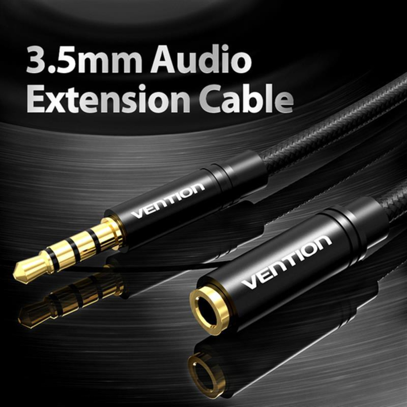 Аудіо-кабель Vention Audio 3.5 mm M - 3.5 mm F, 1m, Black (BHBBF)