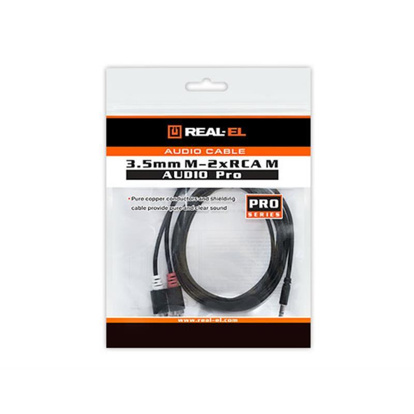 Аудіо-кабель Real-EL Audio Pro mini-jack 3.5мм(M)-2xRCA(M) 1,8м, черний UAH (EL123500042)