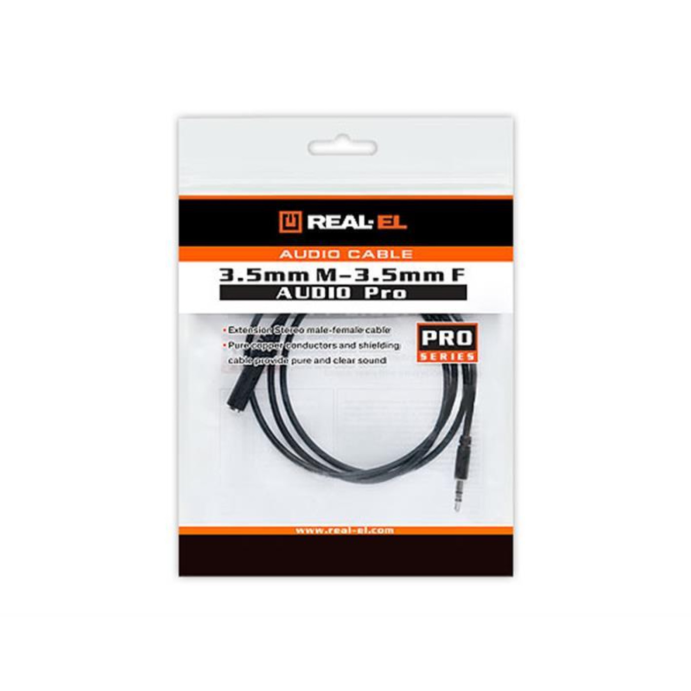 Аудіо-кабель Real-EL Audio Pro mini-jack 3.5мм(M)-mini-jack 3.5мм(F) 1м, черний UAH (EL123500041)