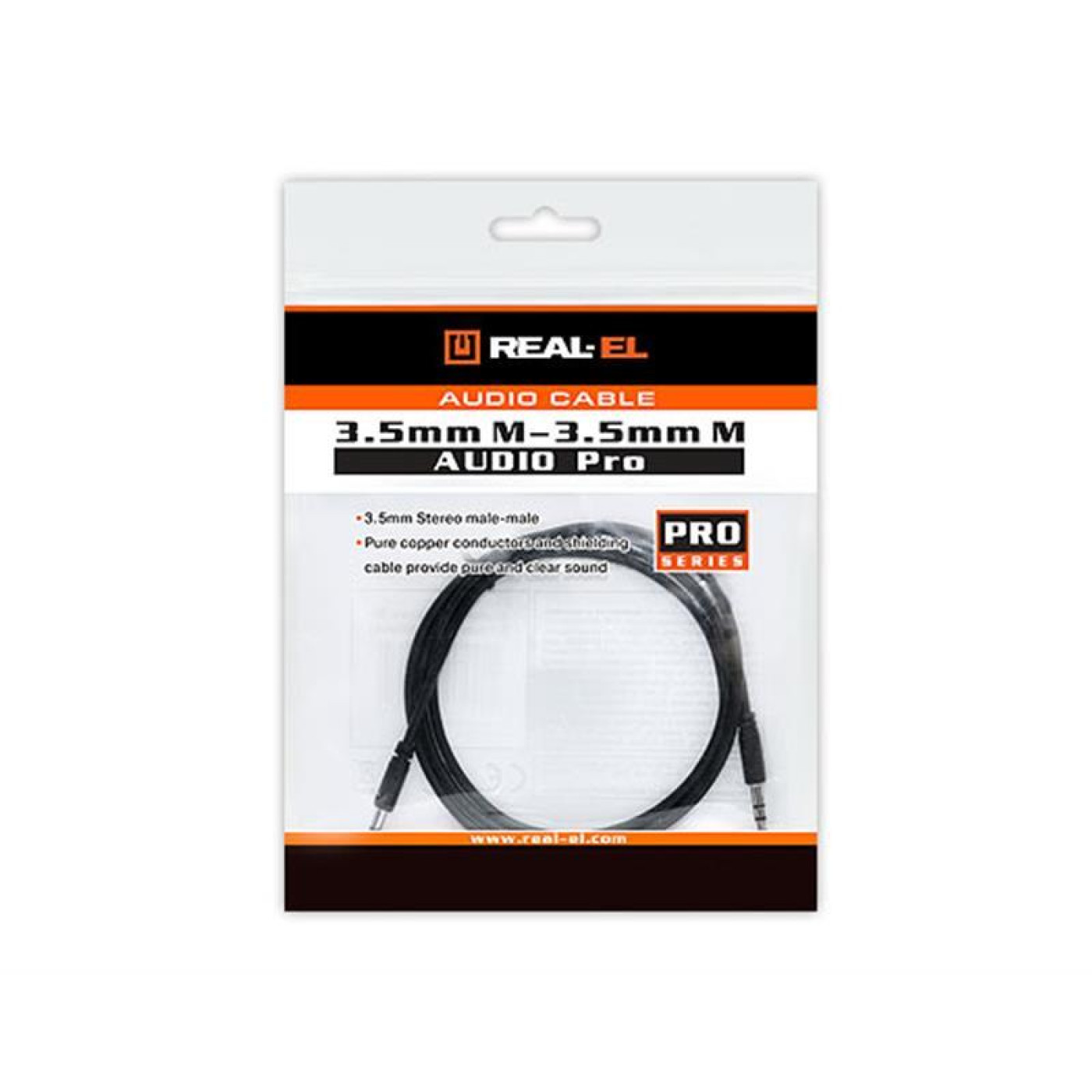 Аудіо-кабель Real-EL Audio Pro mini-jack 3.5мм(M)-mini-jack 3.5мм(M) 1м, черний UAH (EL123500040)