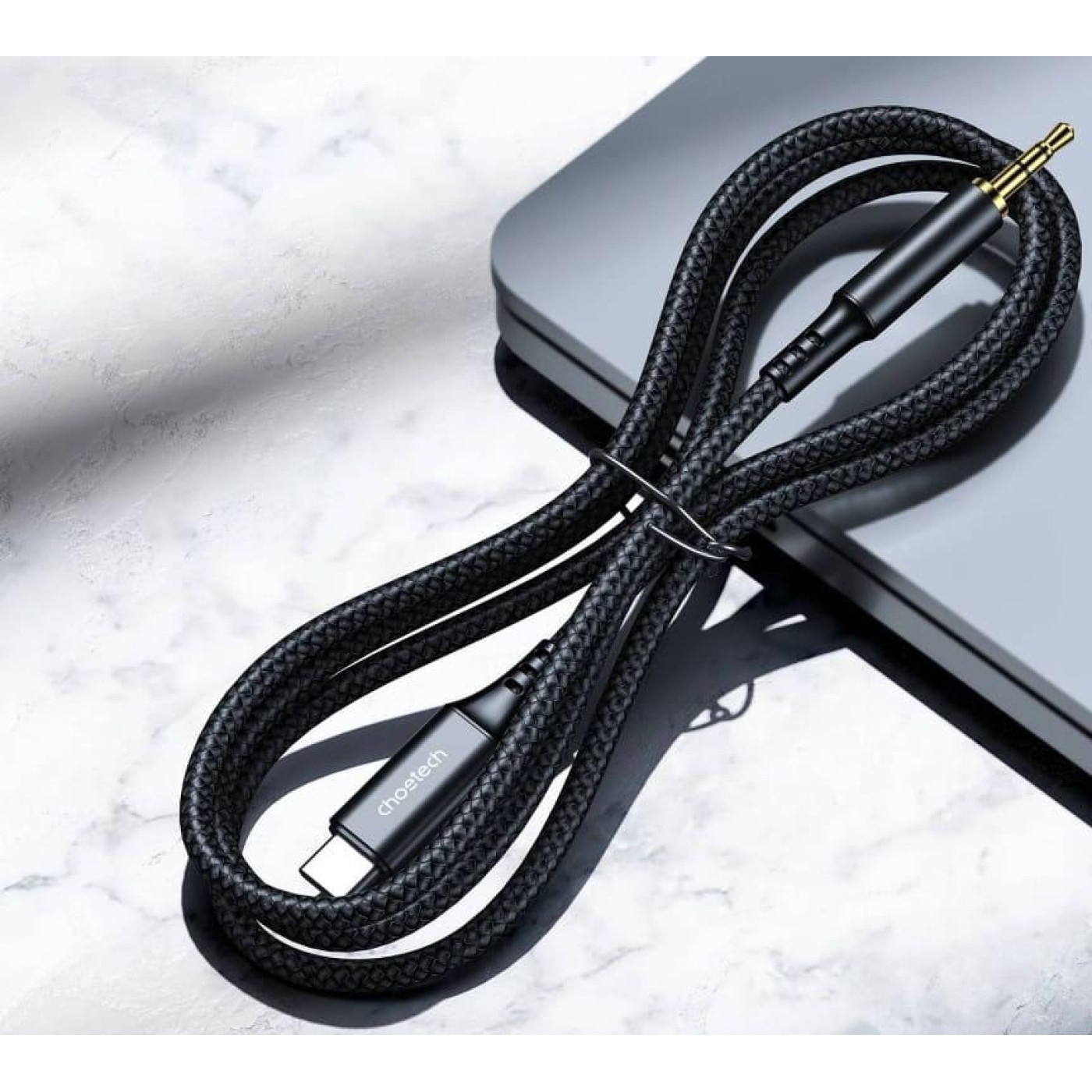 Кабель AUX Type-C - TRS Audio 3.5мм M/M DAC Chip 96kHz, 1.0 м, чорний Choetech