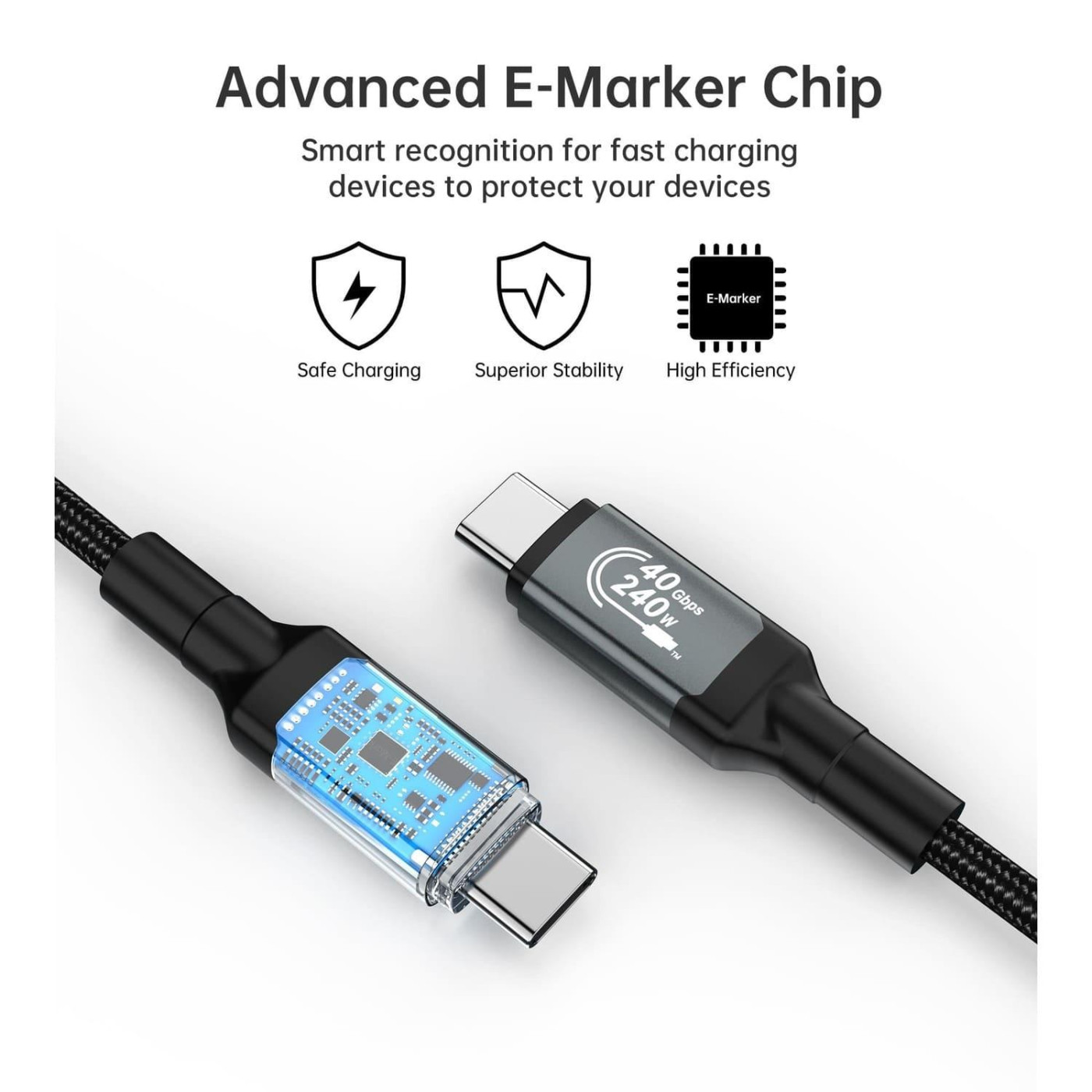 Аудио-кабель Choetech USB-C 4 GEN 3 240 Вт 8K 1 м USB-C 4 G3 240W 8K 1m (XCC-1040)