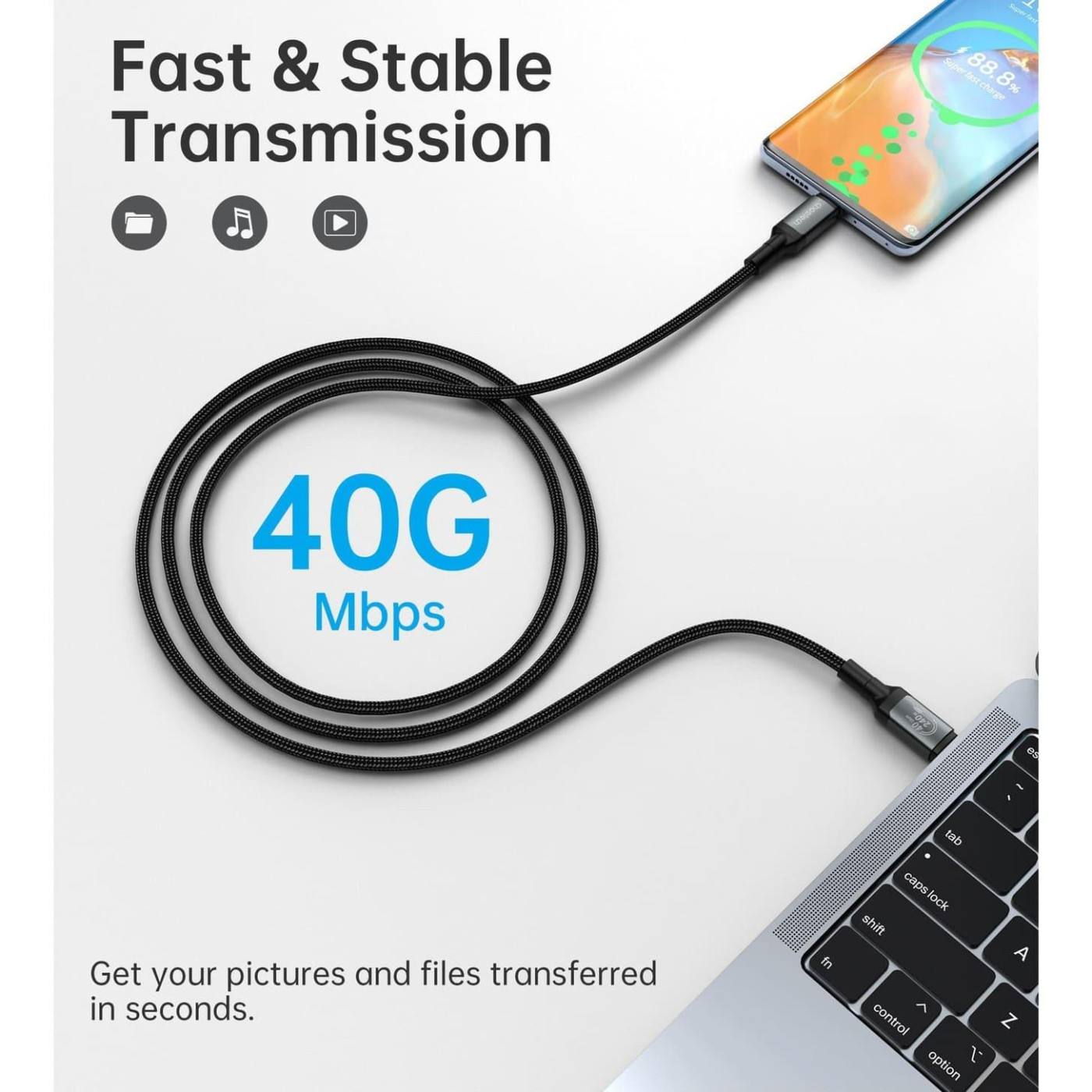 Аудио-кабель Choetech USB-C 4 GEN 3 240 Вт 8K 2 м USB-C 4 G3 240W 8K 2m (XCC-1042)