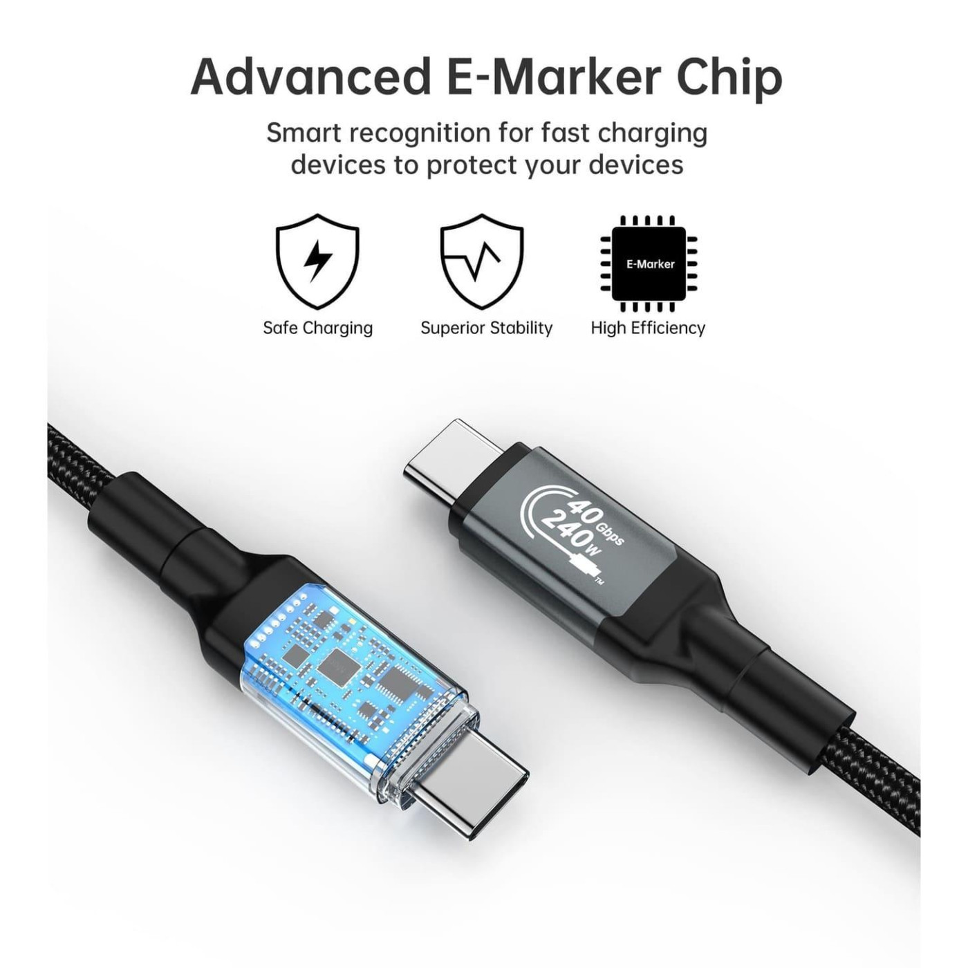 Аудио-кабель Choetech USB-C 4 GEN 3 240 Вт 8K 2 м USB-C 4 G3 240W 8K 2m (XCC-1042)