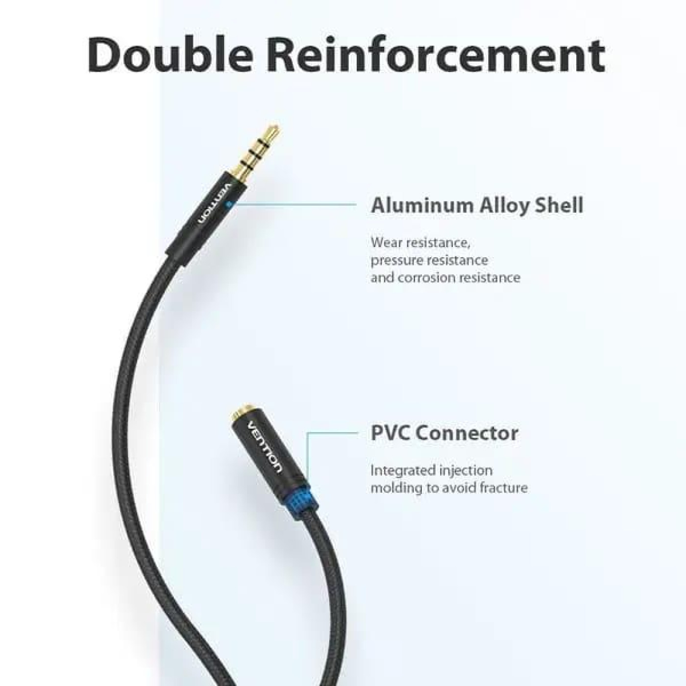 Аудио-кабель Vention Audio 3.5 mm M - 3.5 mm F, 2m, Black (BHBBH)