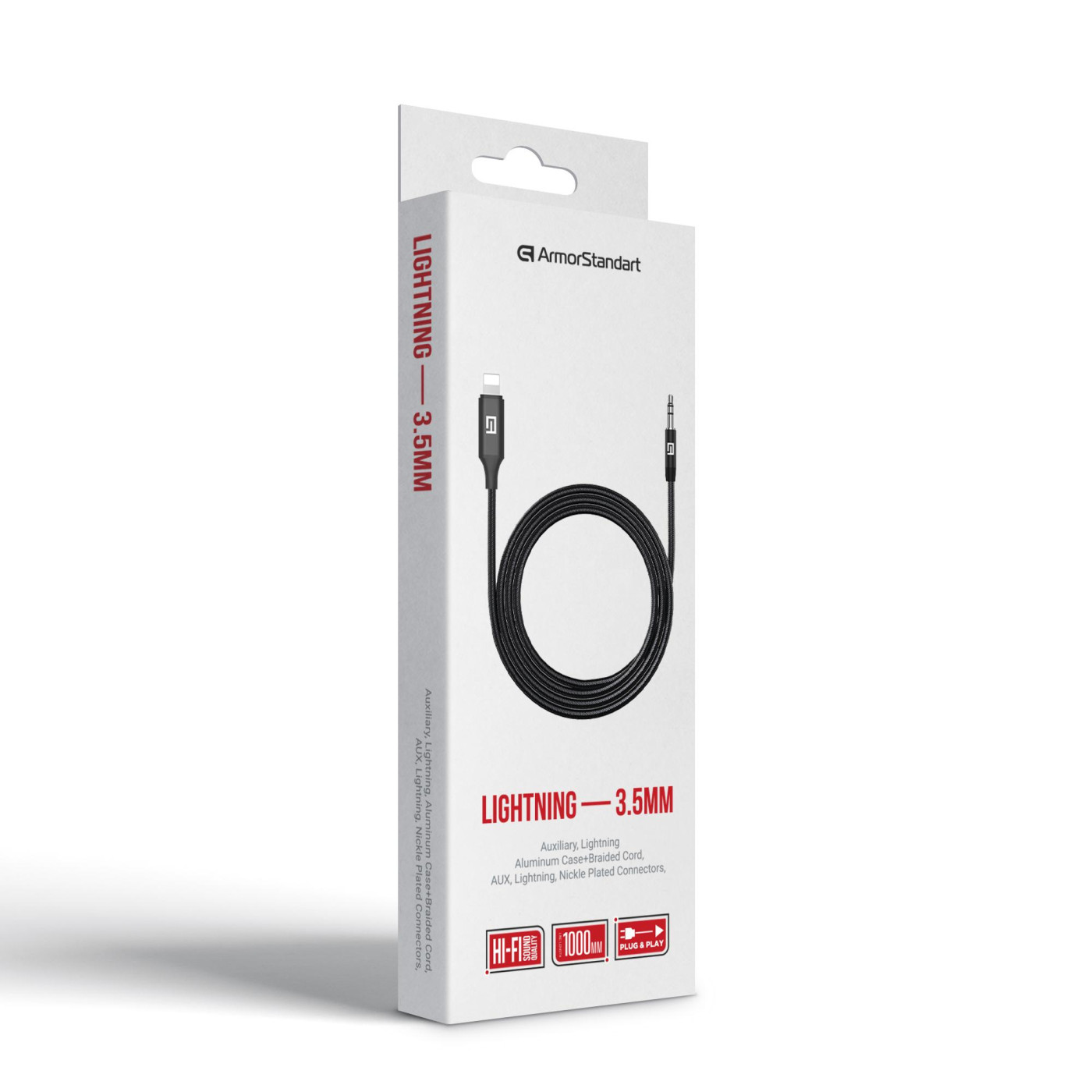 Кабель ArmorStandart Lightning Male to 3.5mm (mini-Jack) Male 1m Black (ARM76889)