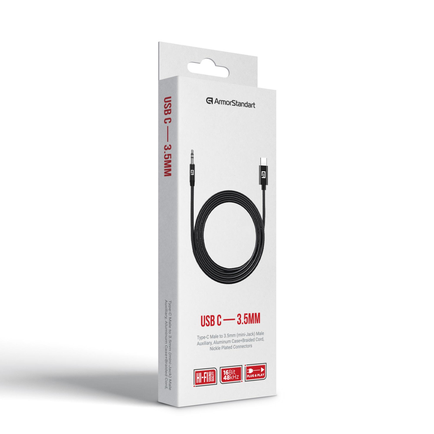 Кабель ArmorStandart USB Type-C Male to 3.5mm (mini-Jack) Male 1m Black (ARM76888)