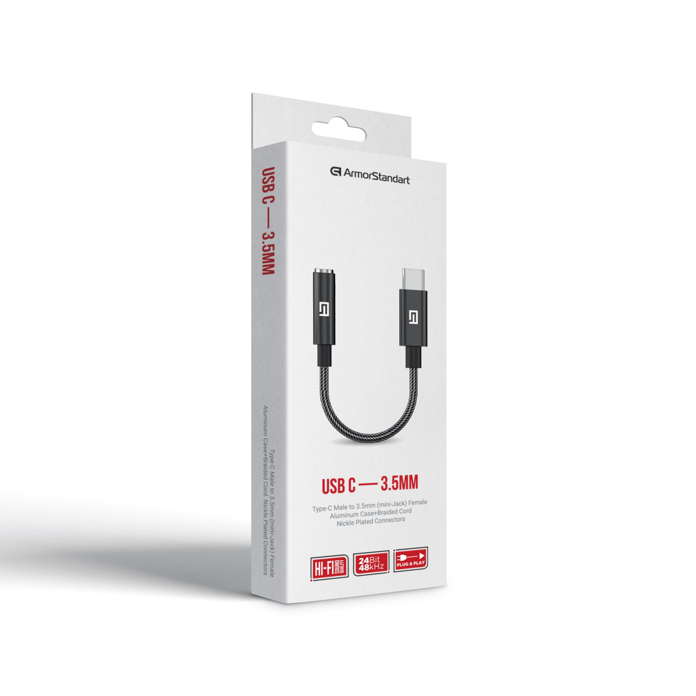 Кабель-перехидник ArmorStandart USB Type-C Male to 3.5mm (mini-Jack) Female Black (ARM76887)