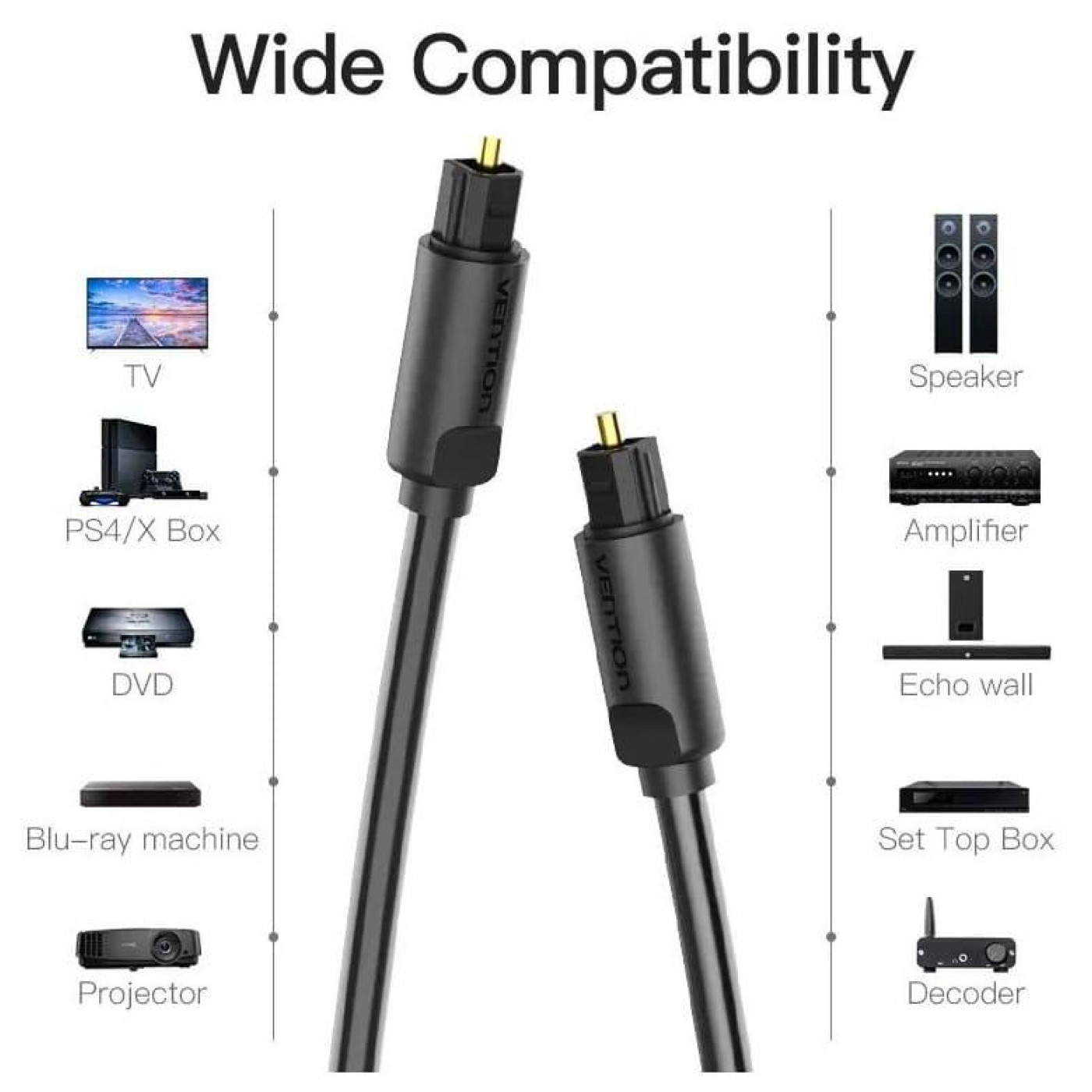 Кабель Vention Toslink - Toslink (M/M), 2 м, Black (BAEBH)