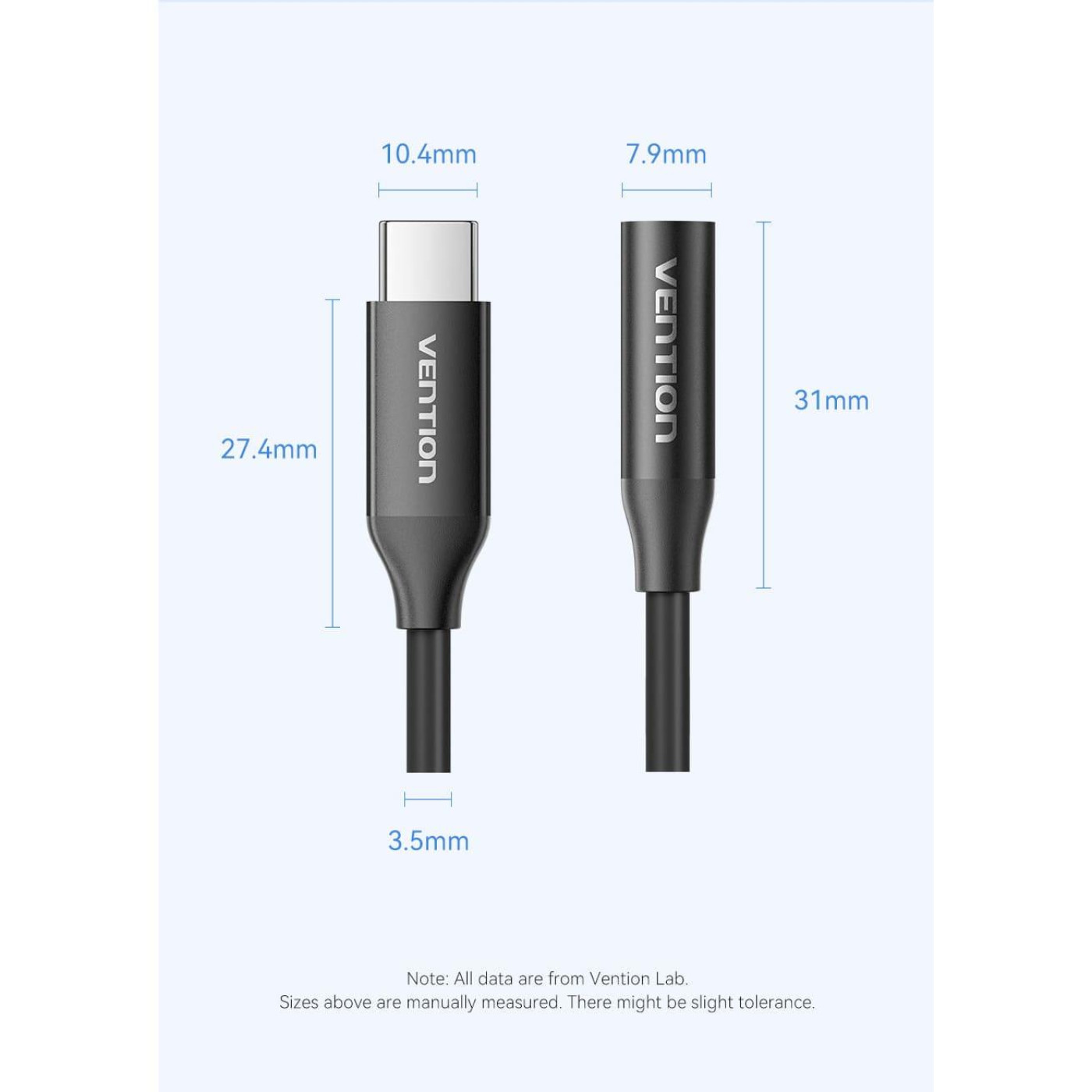 Перехидник USB-C --> аудио Jack 3.5мм, Aluminum Alloy, чорний Vention