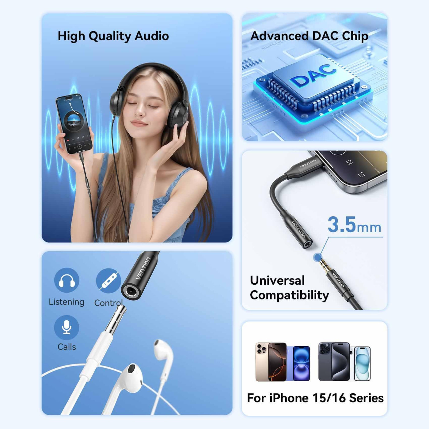 Перехидник USB-C --> аудио Jack 3.5мм, Aluminum Alloy, чорний Vention