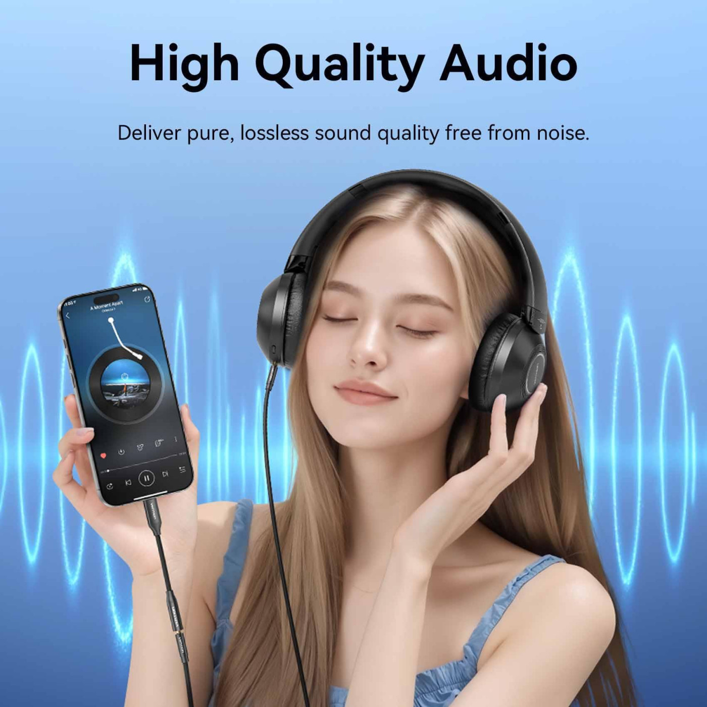 Перехидник USB-C --> аудио Jack 3.5мм, Aluminum Alloy, чорний Vention