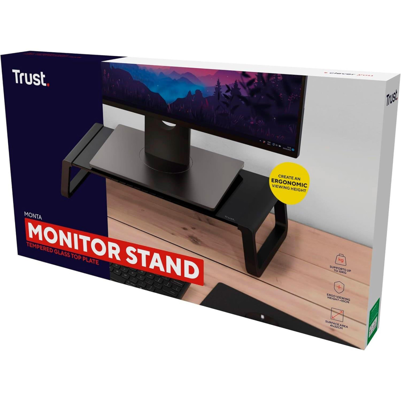 Подставка под монитор Trust Monta Glass Monitor St and Black