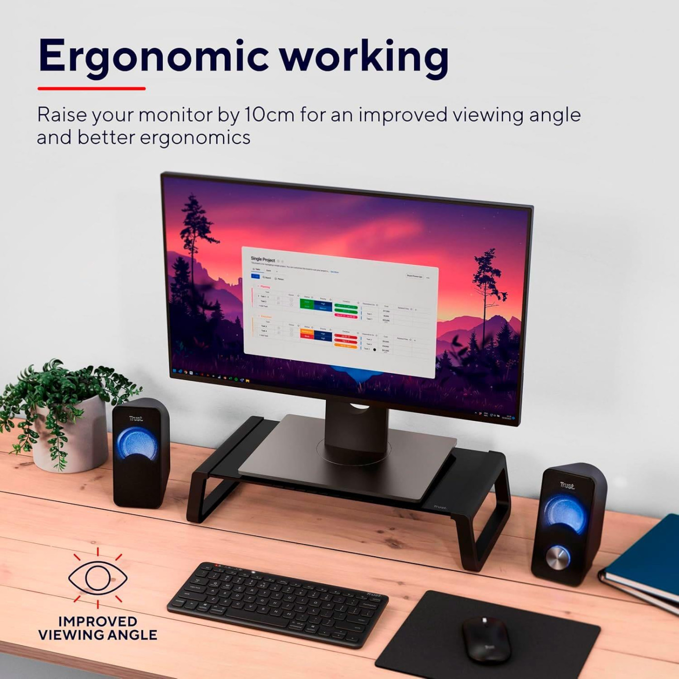 Подставка под монитор Trust Monta Glass Monitor St and Black