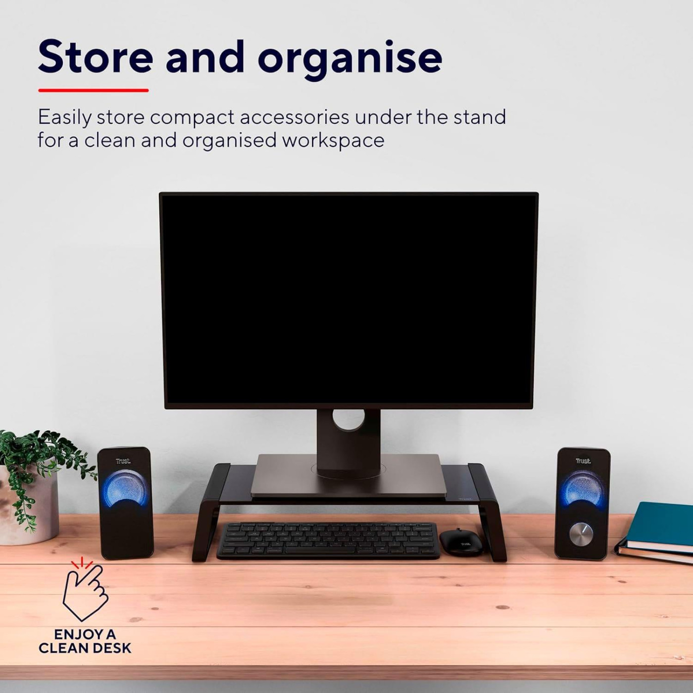 Подставка под монитор Trust Monta Glass Monitor St and Black